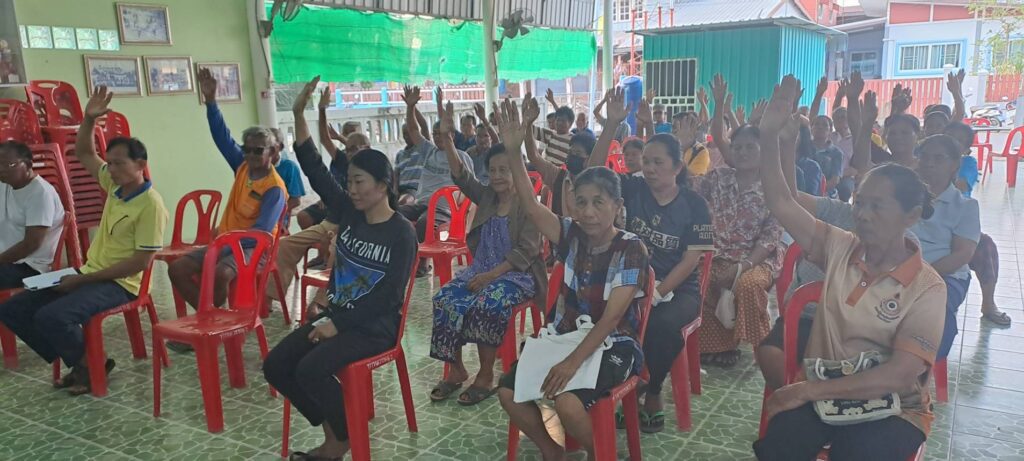การประชาคมท้องถิ่นระดับหมู่บ้านในเขต อบต.ท่าหลวง เพื่อเป็นการเปิดโอกาสให้เกิดการมีส่วนร่วม
